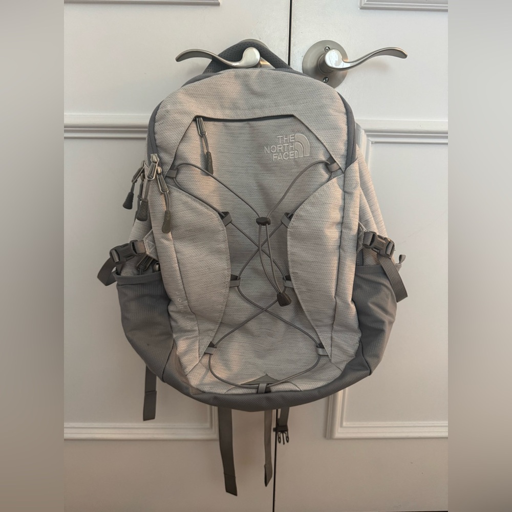 North Face Gray/White Backpack